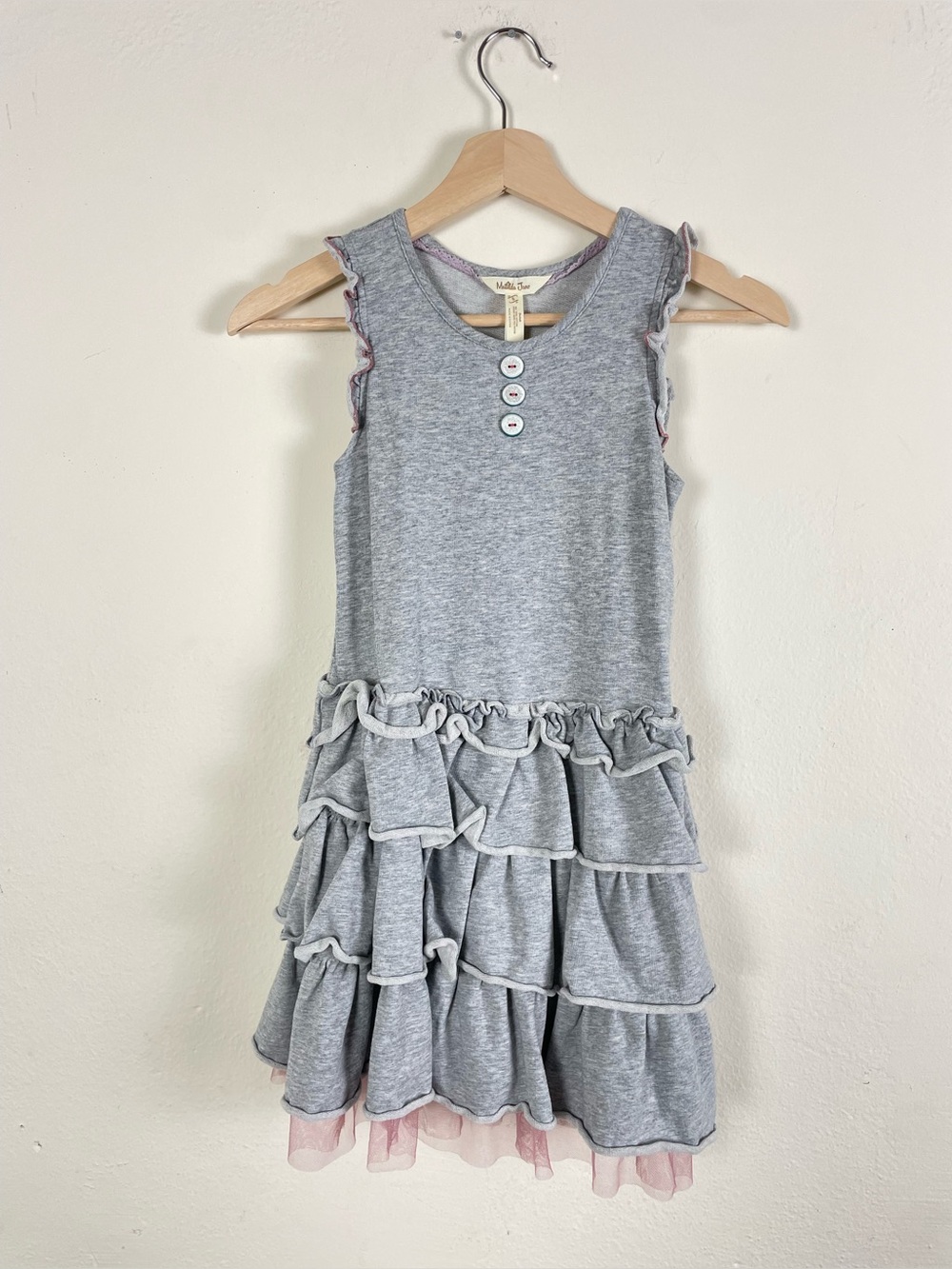 Matilda Jane Girl’s Grey Tiered Ruffle TuTu Trim Twirl Dress Size 8